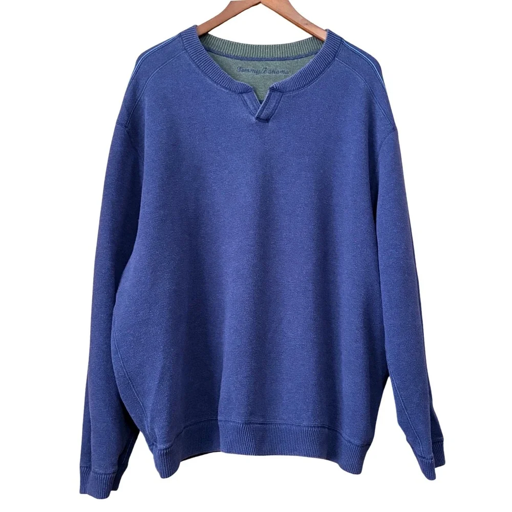 Tommy Bahama Mens Reversible Pullover‎ Sweatshirt Blue Green Comfort Fit XL